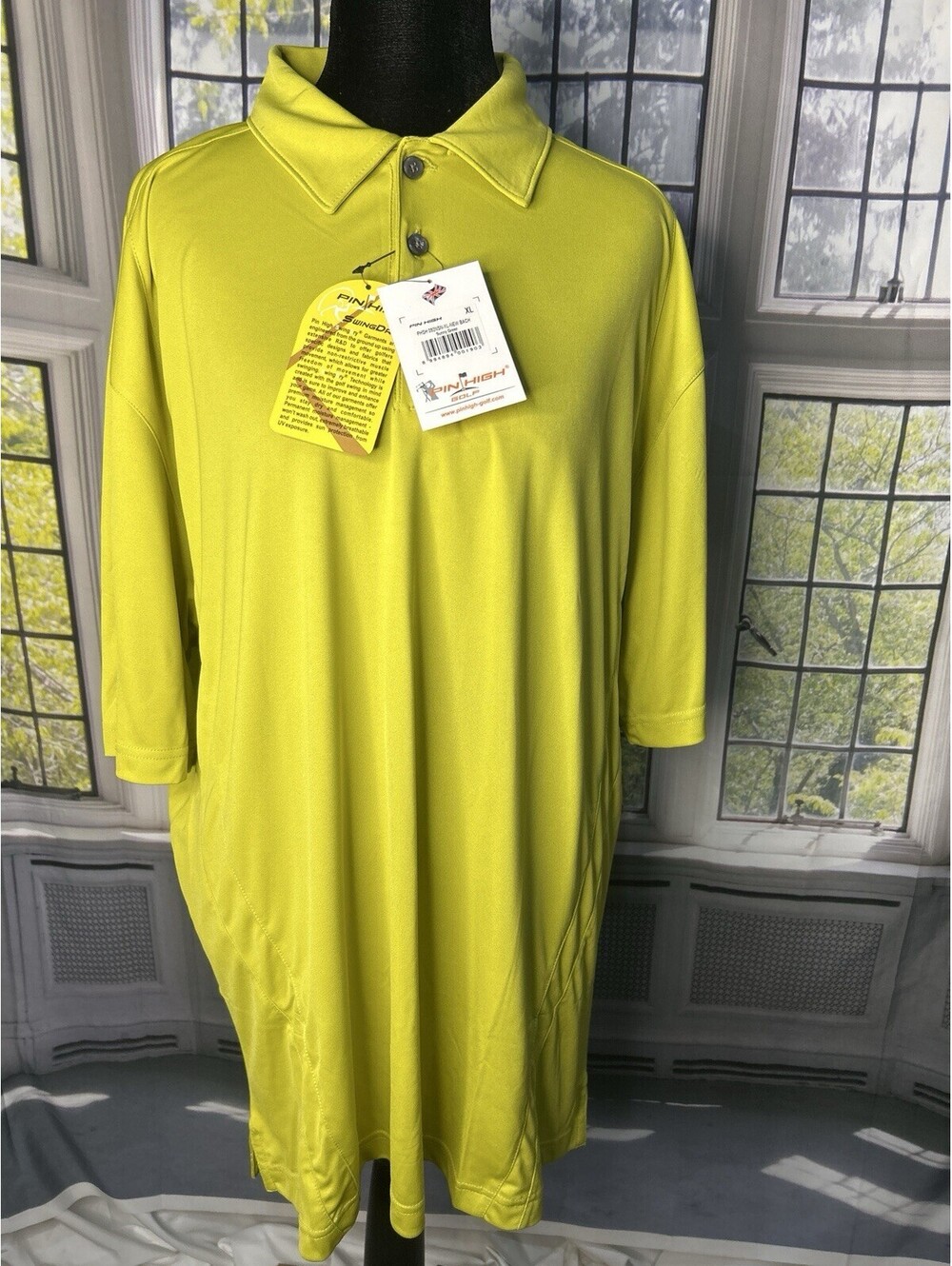 Pin High SwingDry Golf Polo Shirt XL Yellow New With Tags